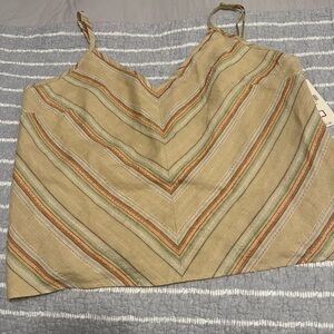 y2k Linen Beaded Chevron Spaghetti Strap 70s Style Festival Tank Cami Sz XL NWT